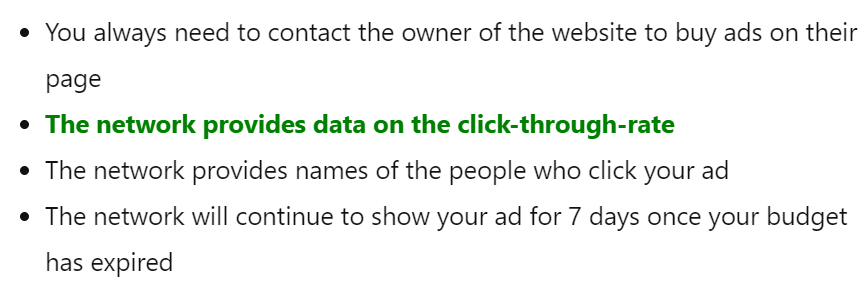 The network provides data on the click-through-rate